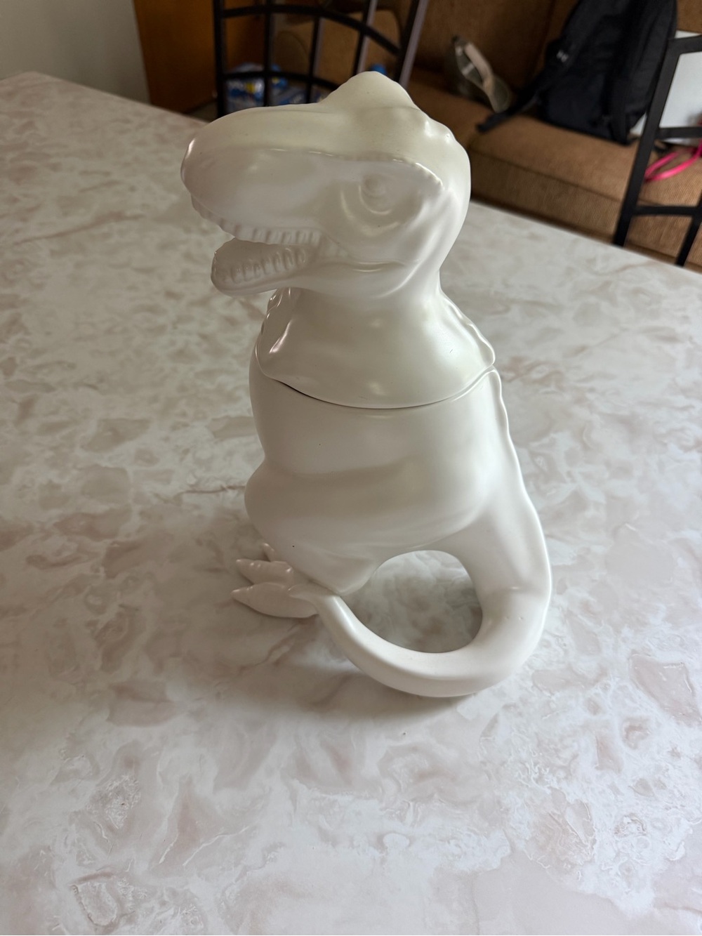 White Dinosaur Ceramic Cookie Jar